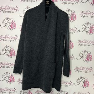 Adrienne vittadini cardigan merano wool grey charcoal black pockets soft open